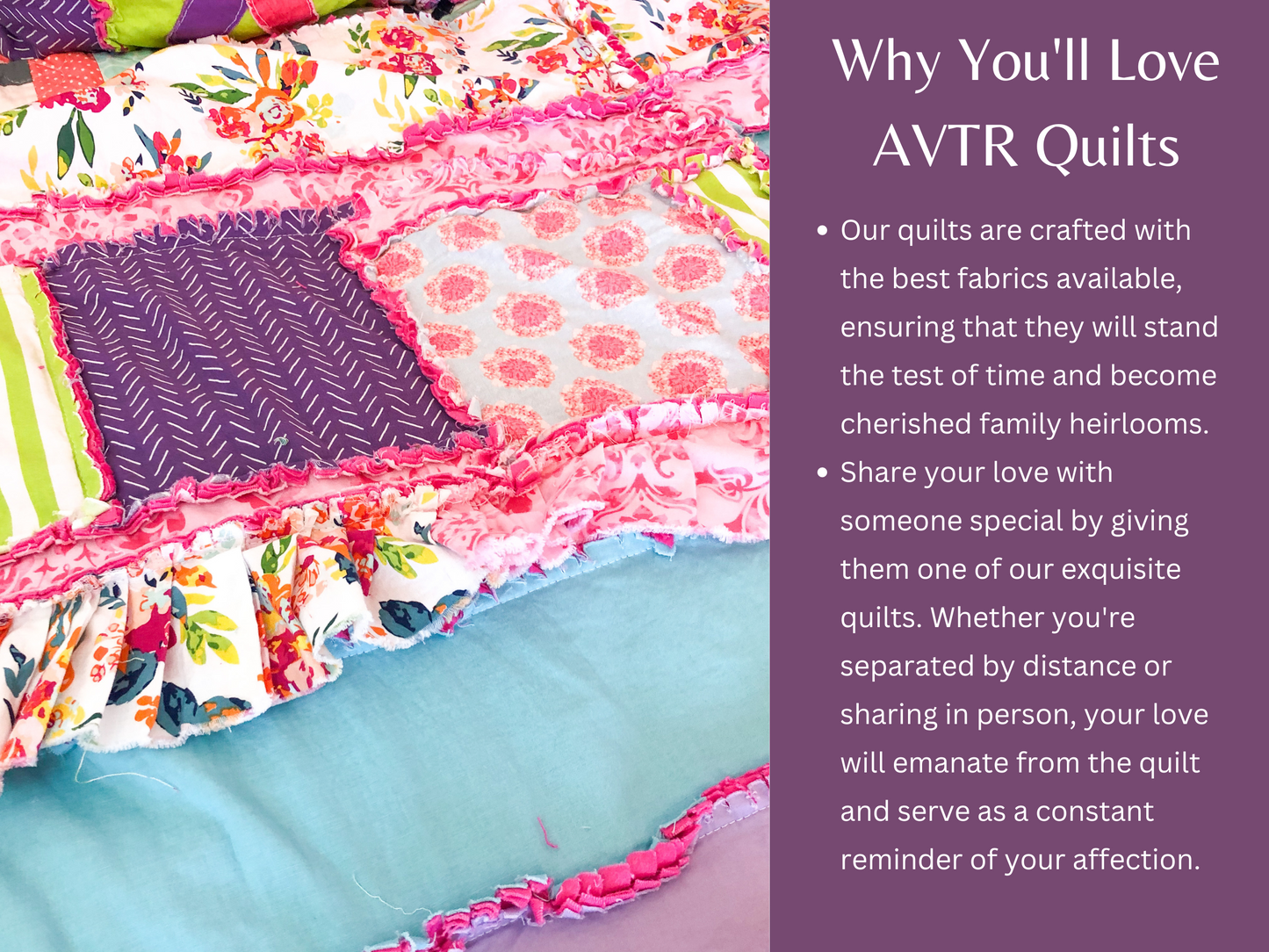 Colorful Floral Patchwork Rag Quilt for Girls – Bright Pink, Green, and Orange Bedding - A Vision to Remember