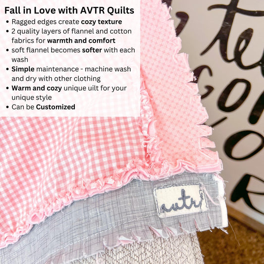 Baby Girl Rag Quilt and Toddler Bedding, Baby Girl Quilts, Pink Crib Bedding Handmade Quilts for Girls - A Vision to Remember