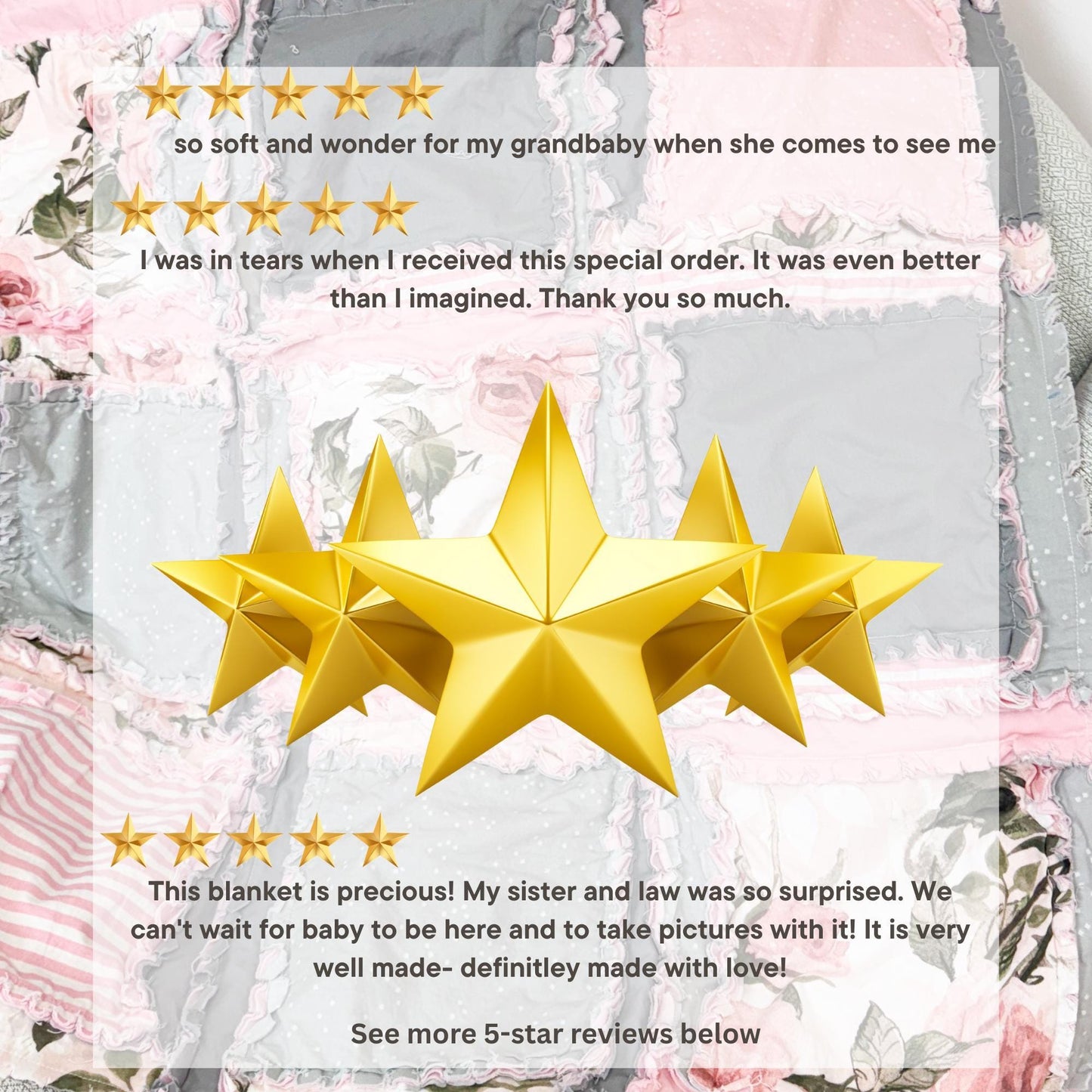 Pink Floral Blanket | Baby Girl Crib Bedding | Toddler Rag Quilt | Shabby Chic Patchwork Throw | Handmade Pastel Comforter - A Vision to Remember