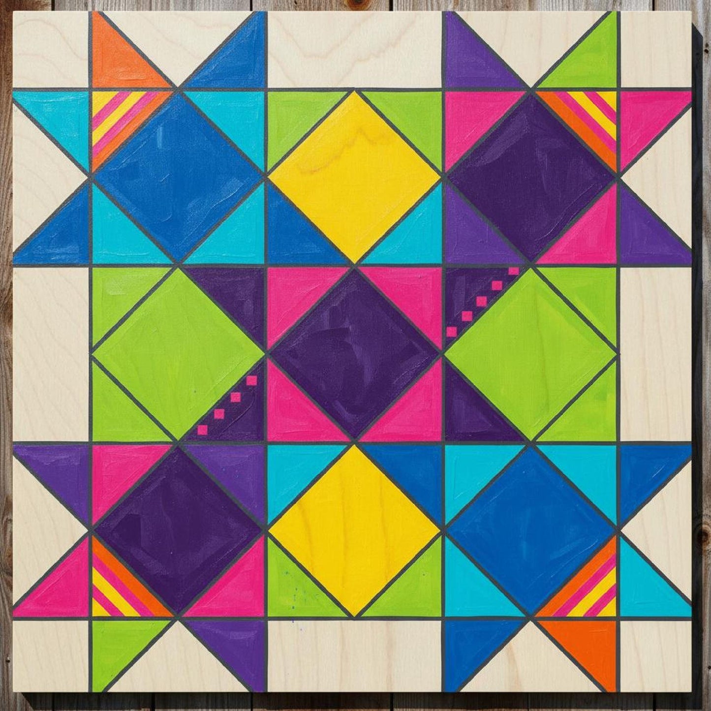 Unfinished Wooden Barn Quilt Block: HST Fun DIY Kit | DIY Kit for Women Paintable Wood Quilts - A Vision to Remember