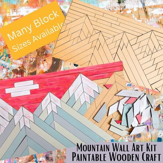 Mountain Wooden Wall Art: Unfinished DIY Craft Kit | 5 Peaks National Park Art | Grand Teton Peaks Wooden Mountain Art - A Vision to Remember