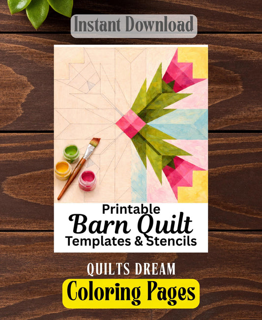 Barn Quilt Patterns Bundle | 54 Quilt Block Designs PDF PNG | Paintable DIY Templates | Wood Quilt Stencil Set | Printable Craft Files - A Vision to Remember
