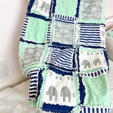 Elephant Crib Set - Mint / Navy / Gray - A Vision to Remember