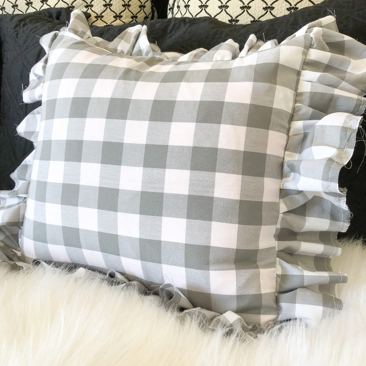 Gray buffalo 2025 plaid throw pillows