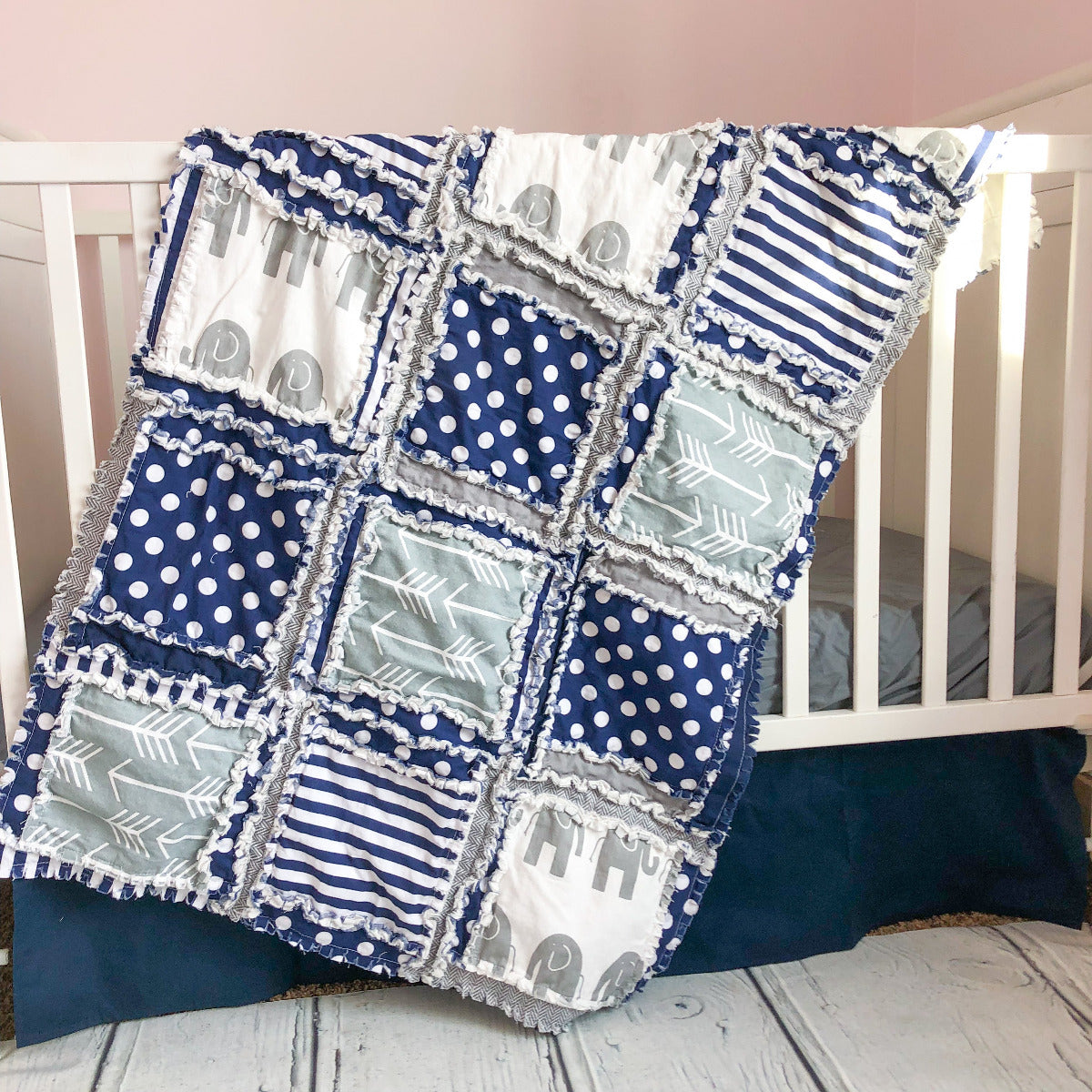Navy cot top quilt
