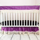 Dark Purple Fringe Trim Gathered Crib Skirt, Other Colors Available - A Vision to Remember