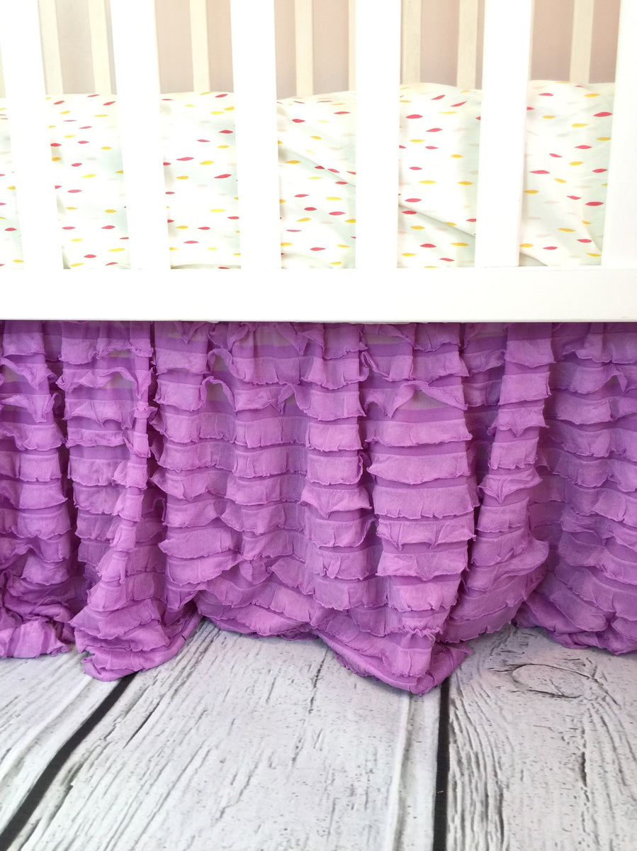 Purple ruffle online crib skirt