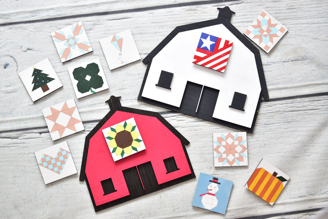 Large flower barn quilt 4 ways