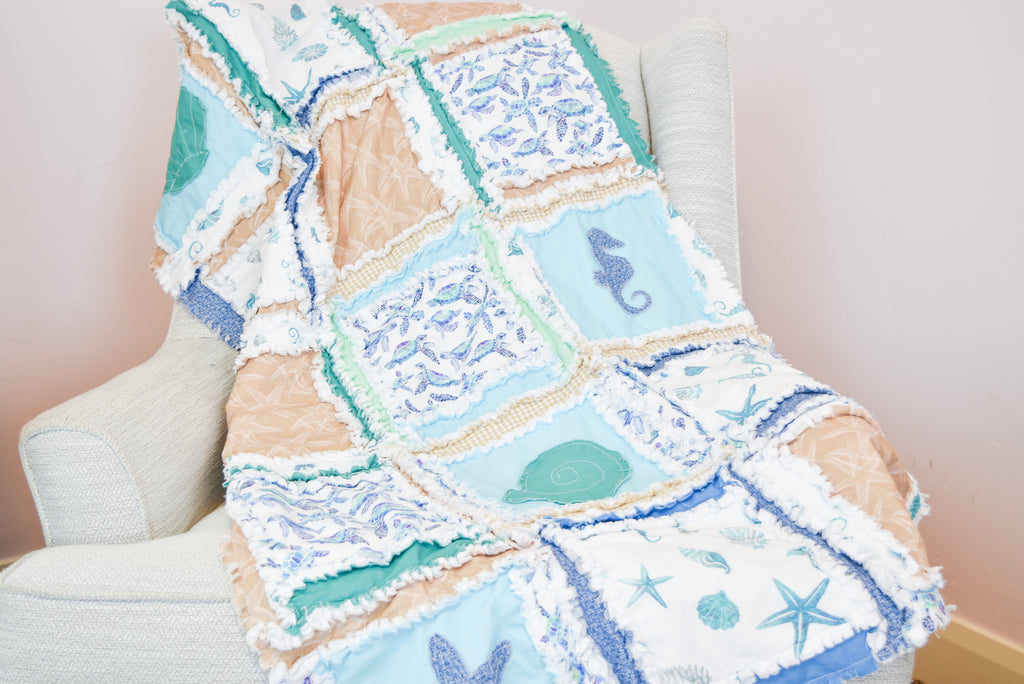 Nautical Nursery Bedding, Rag Quilt Style