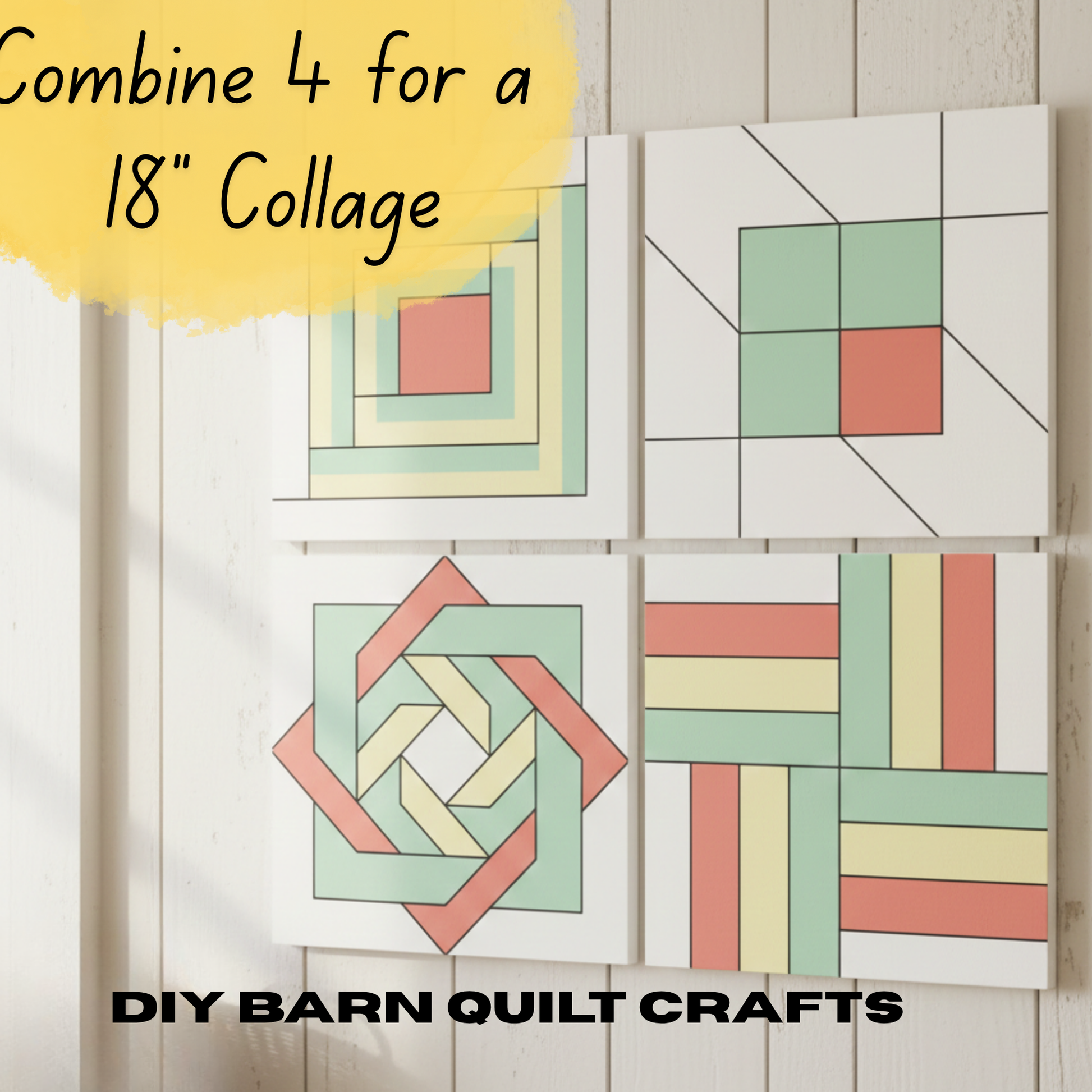 9 Inch DIY Barn Quilt Block to Paint | Unfinished Wood, Many Patterns - A Vision to Remember