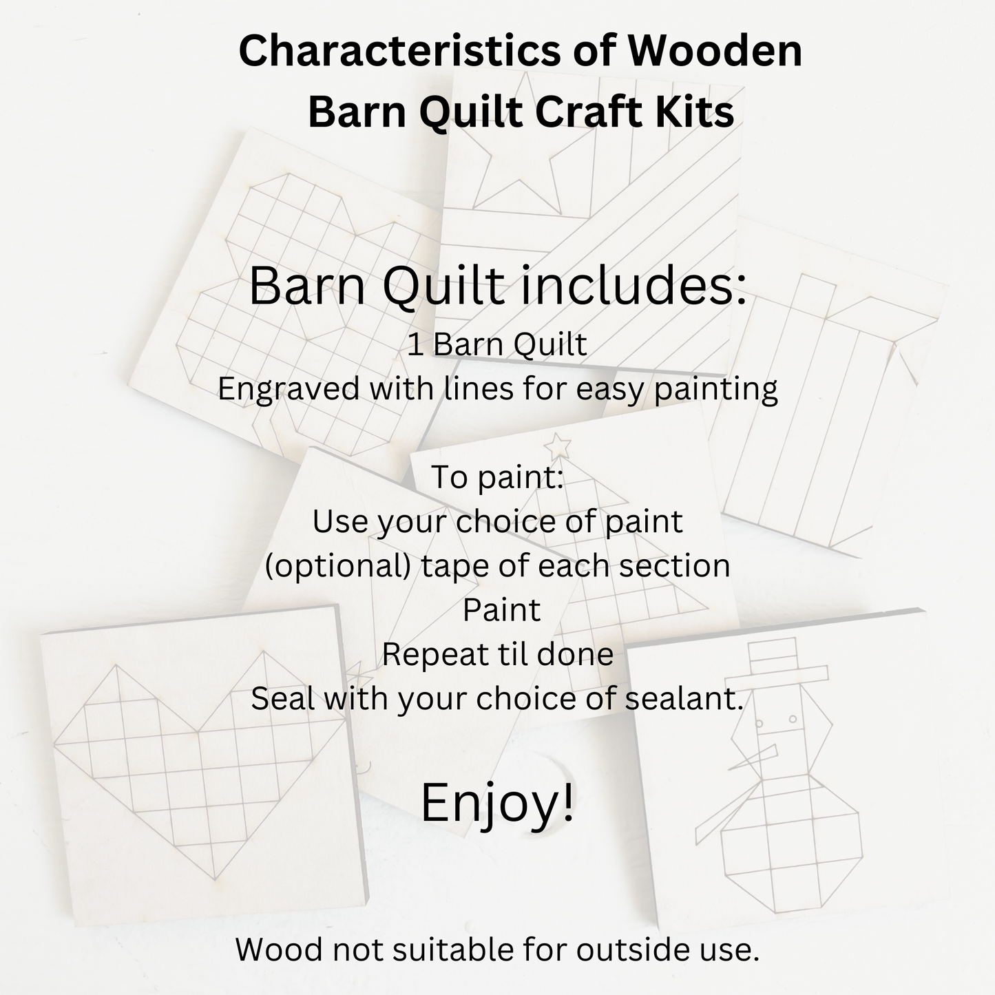 9 Inch DIY Barn Quilt Block, Many Wooden Quilt Patterns - A Vision to Remember