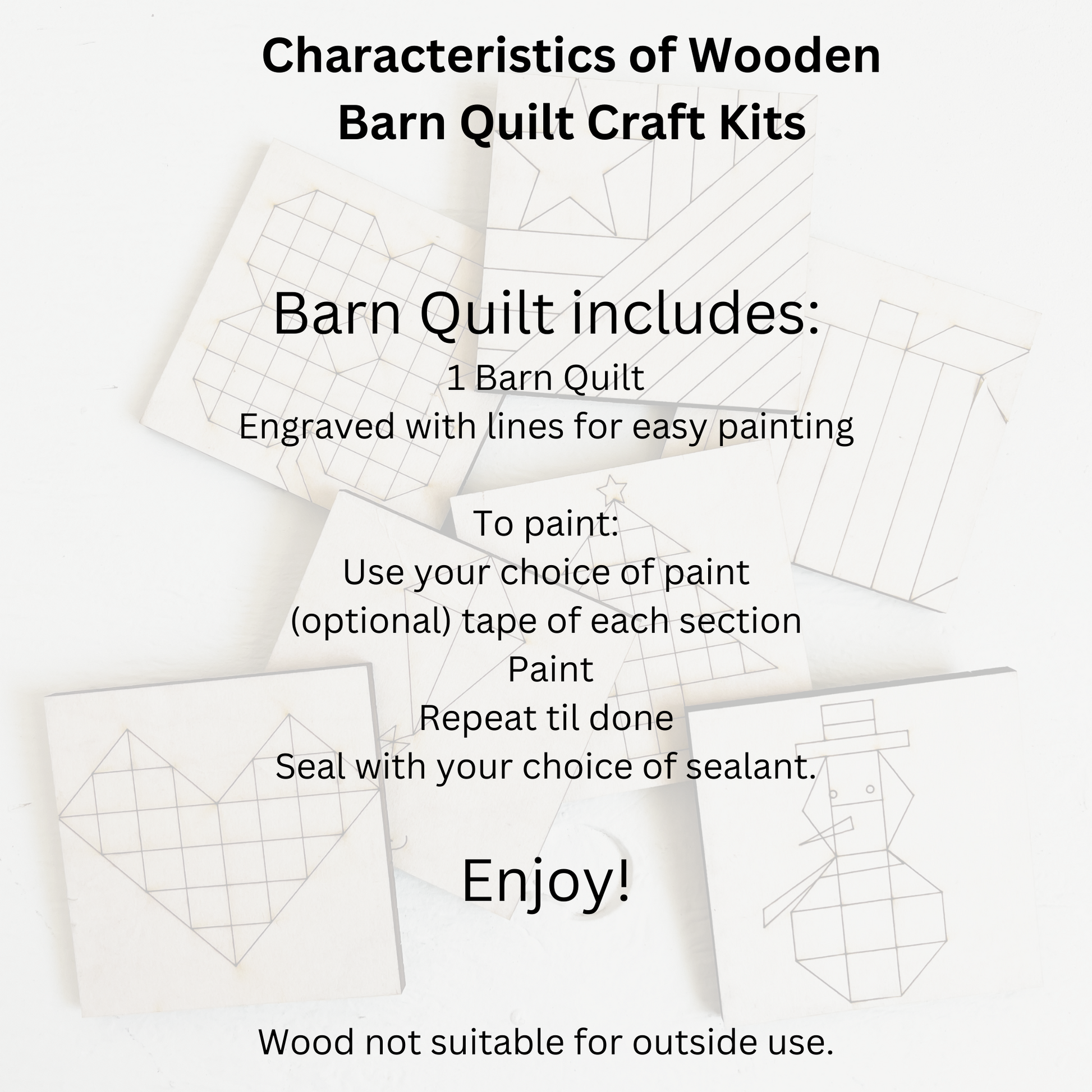 9 Inch DIY Barn Quilt Block, Many Wooden Quilt Patterns - A Vision to Remember