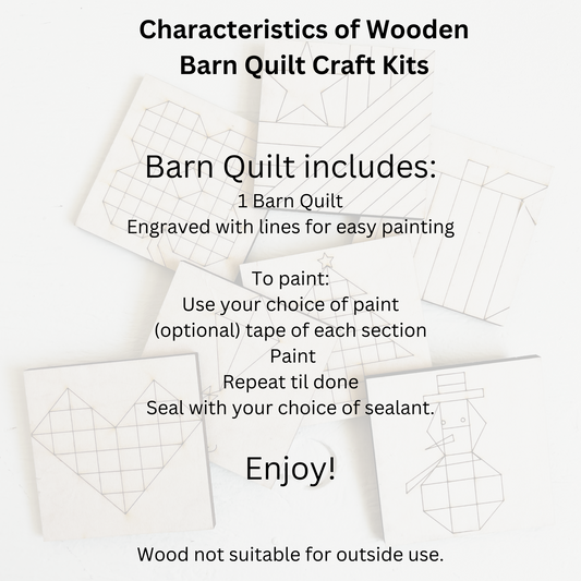 9 Inch DIY Barn Quilt Block, Many Wooden Quilt Patterns - A Vision to Remember