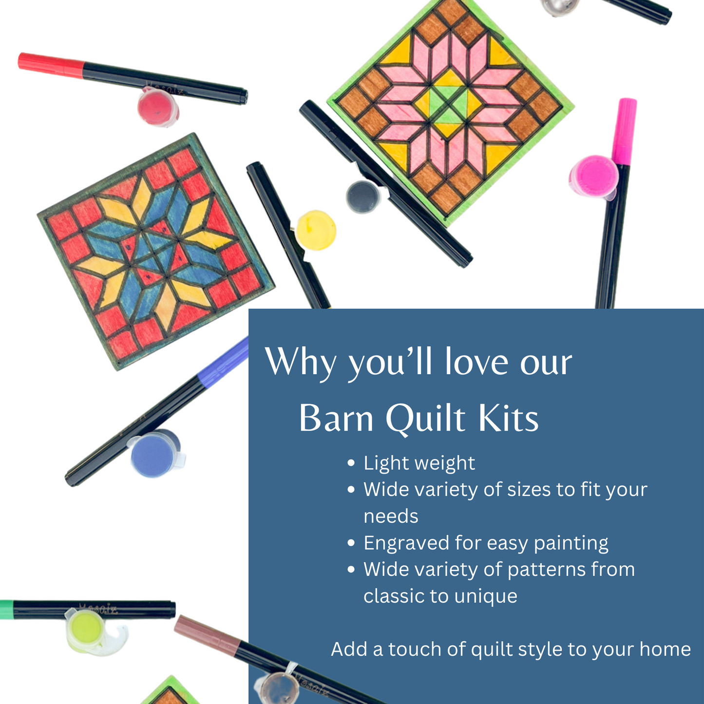 9 Inch DIY Barn Quilt Block, Many Wooden Quilt Patterns - A Vision to Remember