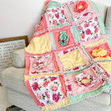 Ruffle Flower Toddler Girl Bedding - Mint / Pink / Yellow - A Vision to Remember