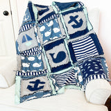 Nautical Crib Bedding Boy - Grey / Navy Blue / Sage Green - A Vision to Remember