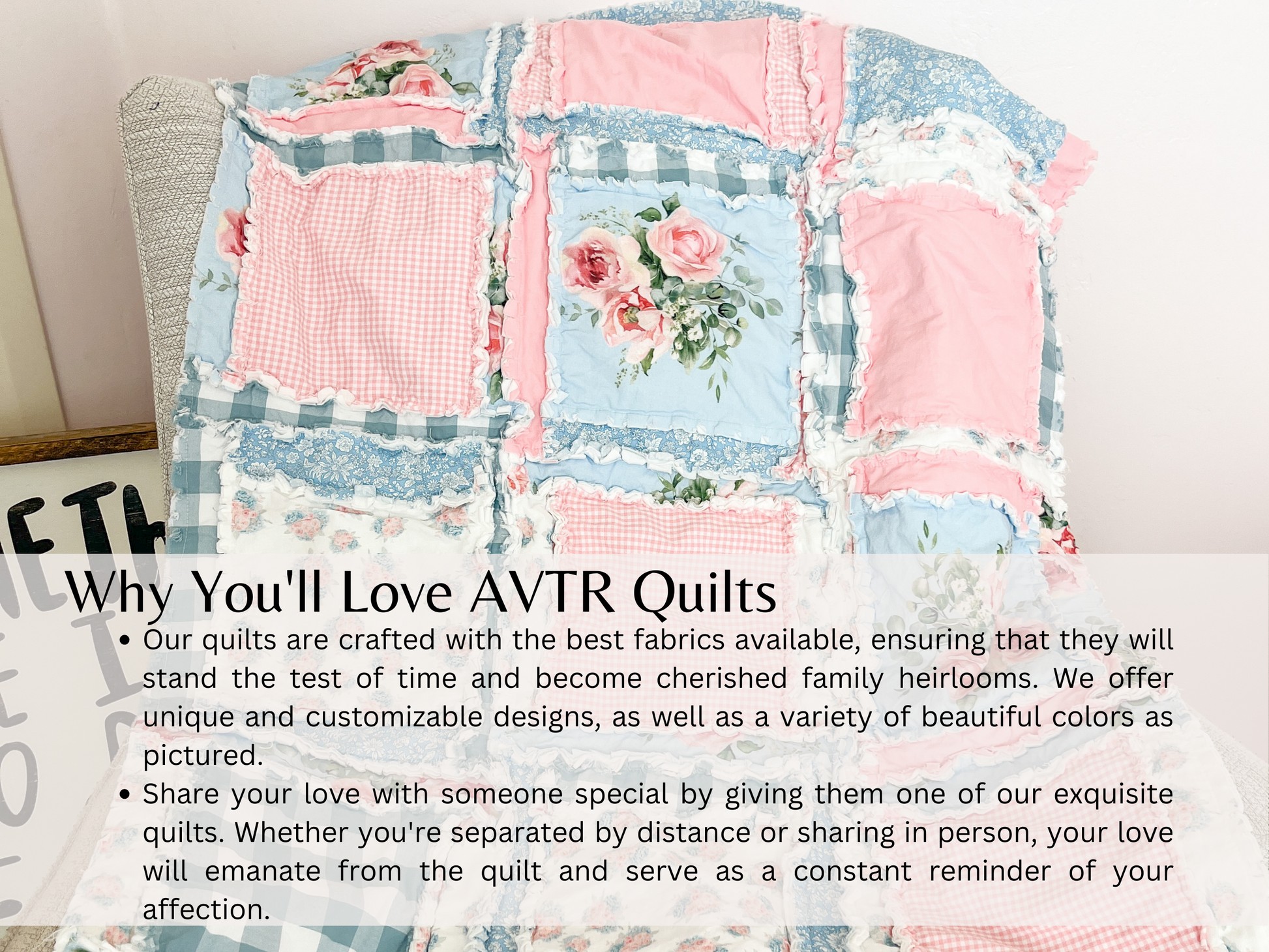 Shabby Baby Girl Rag Quilt | Vintage Pink and Blue Blankets - A Vision to Remember