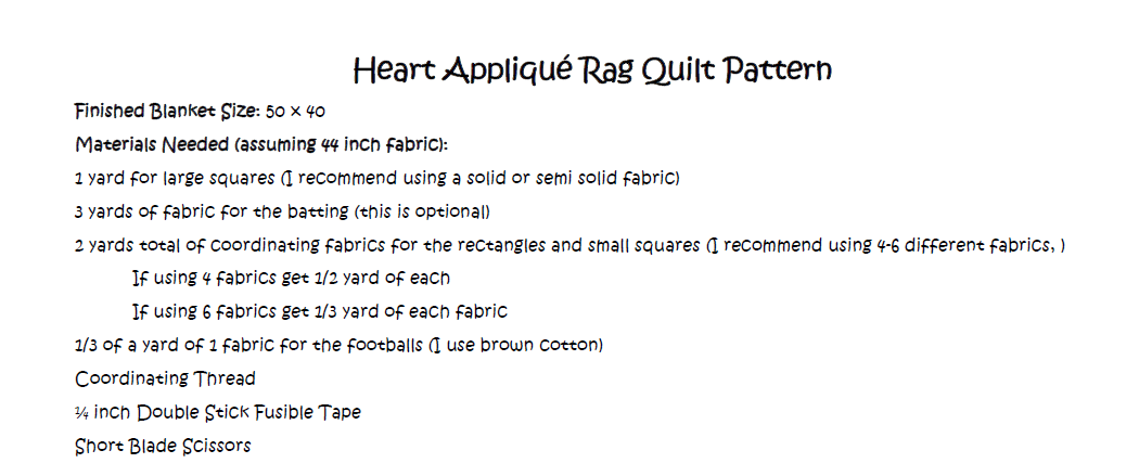 Heart Rag Quilt Pattern