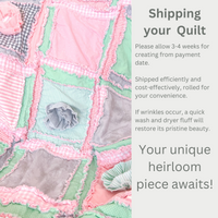 Baby Floral Crib Bedding | Handmade Rag Quilt for Baby Girl | Mint, Pink, Gray - A Vision to Remember