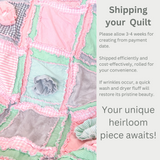 Baby Floral Crib Bedding | Handmade Rag Quilt for Baby Girl | Mint, Pink, Gray - A Vision to Remember