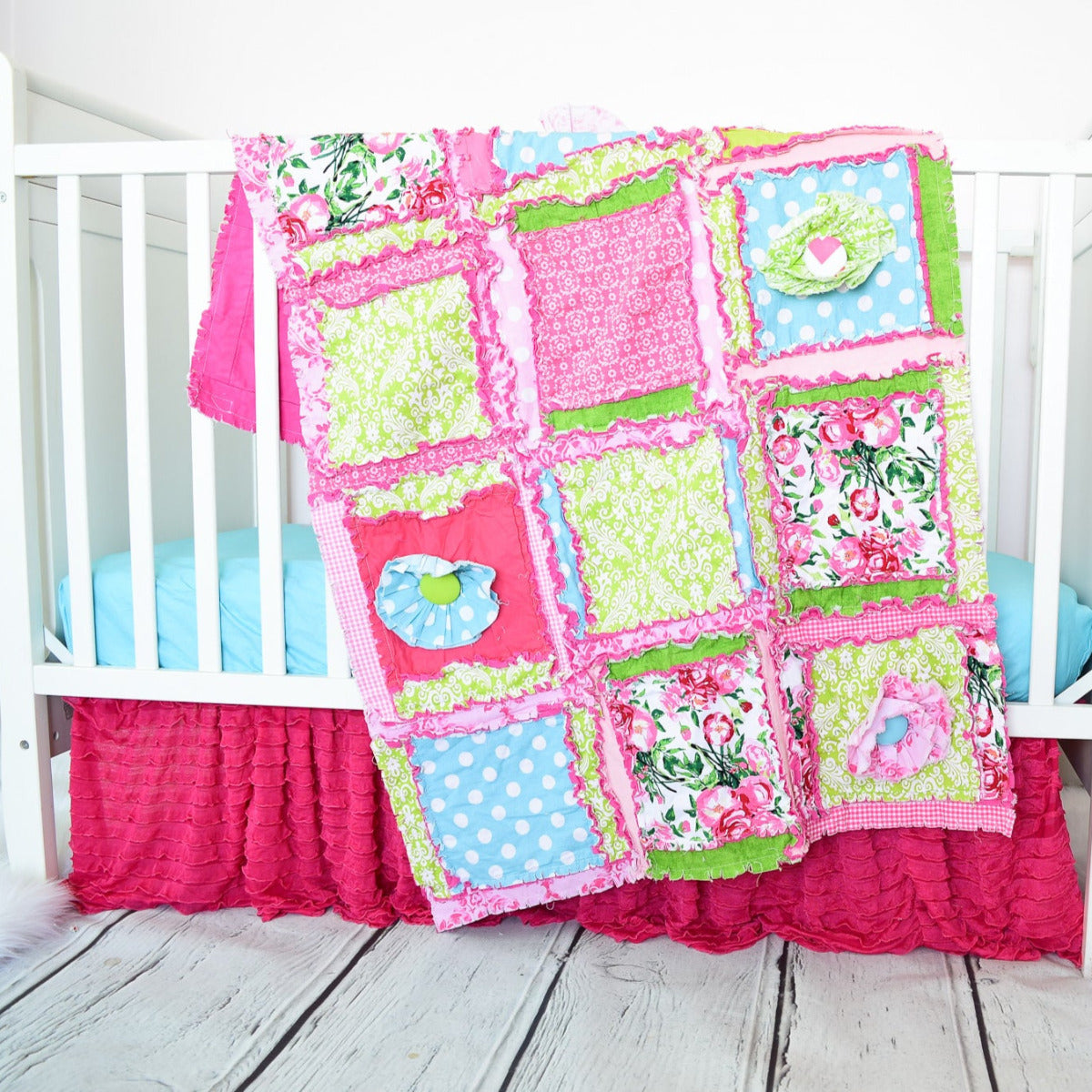 Ruffle Flower Baby Girl Rag Quilt Pattern