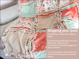 Baby Girl Boho Crib Bedding | Coral Pink Floral, Tan, and Mint Green Rag Quilt - A Vision to Remember