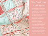 Baby Girl Boho Crib Bedding | Coral Pink Floral, Tan, and Mint Green Rag Quilt - A Vision to Remember
