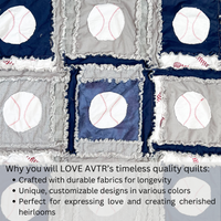 Handmade Baseball Rag Quilt Bedding | Sports Themed Blanket for Kids | Available in Baby, Toddler, and Twin Sizes - A Vision to Remember