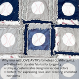 Handmade Baseball Rag Quilt Bedding | Sports Themed Blanket for Kids | Available in Baby, Toddler, and Twin Sizes - A Vision to Remember