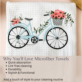 Embroidered Bicycle Kitchen Towel – Charming & Stylish Kitchen Décor - A Vision to Remember