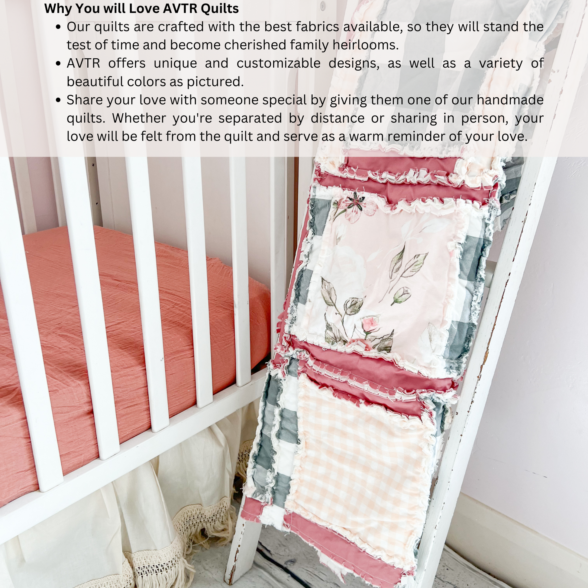 Baby Girl Boho Crib Bedding | Mauve Pink Floral and Sage Green Plaid - A Vision to Remember