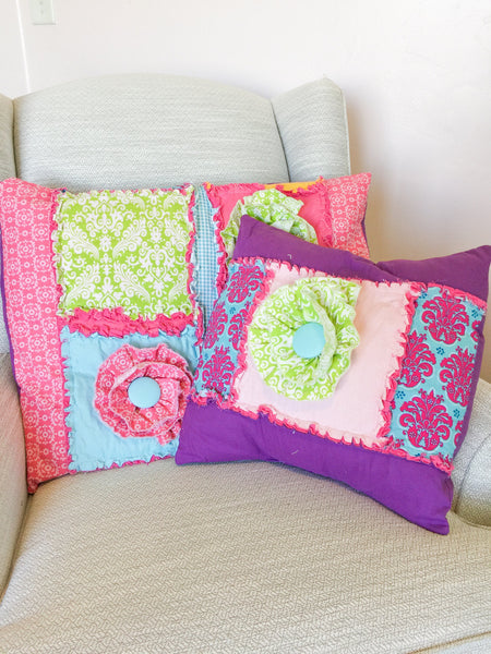 Rag Quilt Pillow Covers for Nursery, Bedroom, Christmas, Living Room Decor, Throw Pillows, Standard Pillow Sham for Home Decor