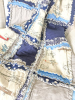 Airplane Quilt Baby Rag Quilt, Boy Crib Bedding Set, Baby Shower Git