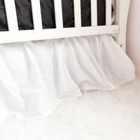 Mini Crib Skirt, Pom Crib Skirt, Dust Ruffle, Baby Girl Nursery Bedding