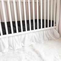 Mini Crib Skirt, Pom Crib Skirt, Dust Ruffle, Baby Girl Nursery Bedding
