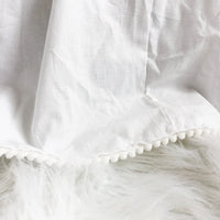 Mini Crib Skirt, Pom Crib Skirt, Dust Ruffle, Baby Girl Nursery Bedding