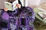 Purple Gothic Bedding, Queen Size Quilt for Sale, Black and White Homemade Quilts