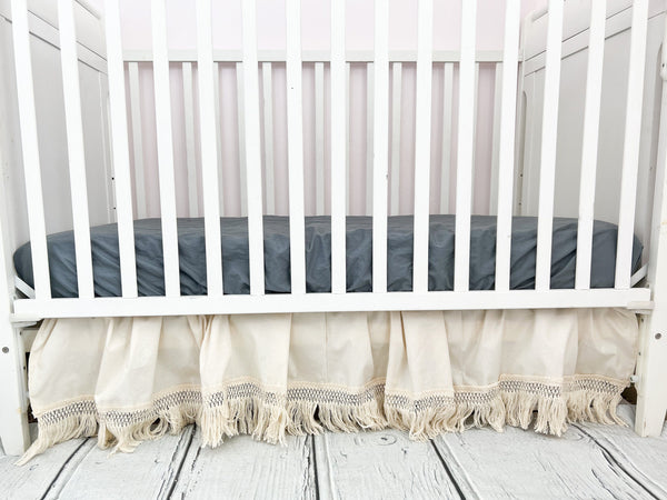 Grey Mini Crib Dust Ruffle Mini Ruffle Crib Skirt Cream MINI Crib