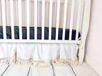 Crib Skirt Baby Girl Bedding, Purple Macrame Crib Bedding Baby Girl Nursery Decor