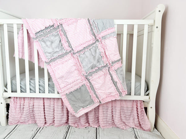 Baby Girl Rag Quilts for Sale, Pink Crib Bedding