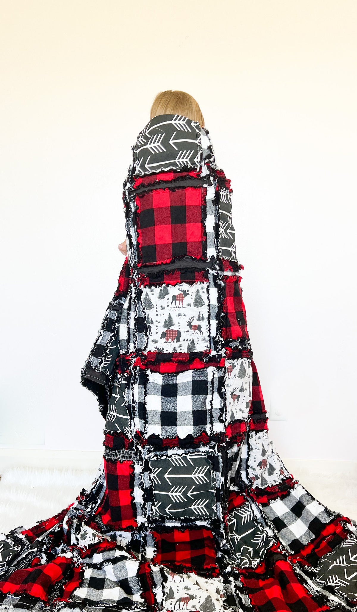 Black & White Buffalo Plaid Rag Quilt – Toddler to Queen Size Neutral Bedding - A Vision to Remember