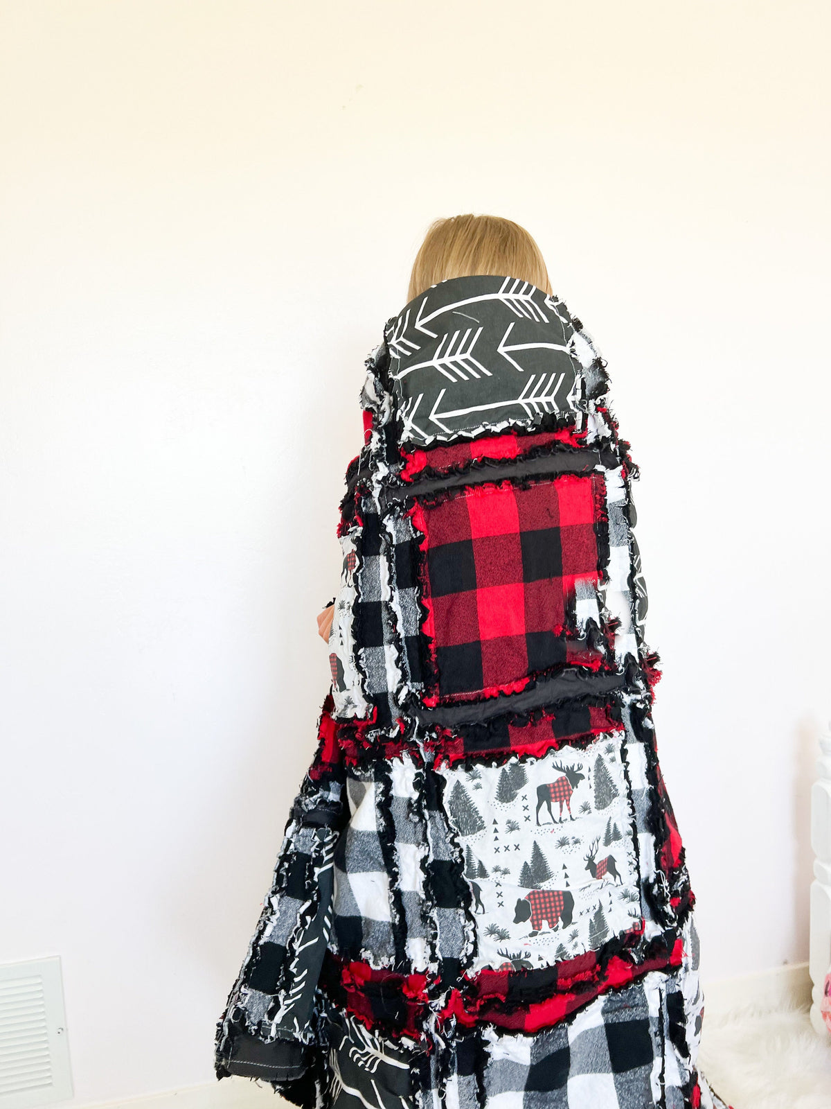 Black & White Buffalo Plaid Rag Quilt – Toddler to Queen Size Neutral Bedding - A Vision to Remember