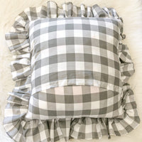 Black and White Buffalo Plaid Pillow, Ruffle Pillow Plus Other Colors, Gingham Pillows for Home