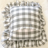 Coral Pink and White Buffalo Plaid Pillow, Ruffle Pillow Plus Other Colors, Gingham Pillows for Home