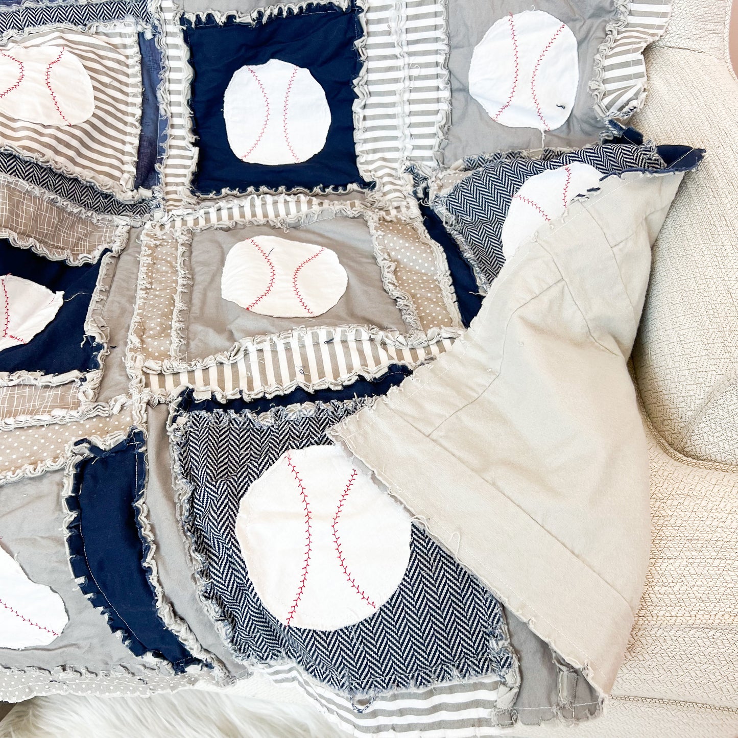 Baseball Sports Rag Quilt – Handmade Crib to Twin Size Bedding for Boys - A Vision to Remember
