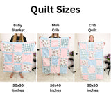 Baby Girl Quilt, Baby Girl Rag Quilt, Floral Crib Bedding, Light Pink and Mint Green Baby Rag Quilt - A Vision to Remember