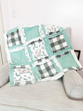 Elephant Blanket Baby Boy Rag Quilt, Elephant Quilts, Sage Green Crib Bedding Homemade Quilts for Boys