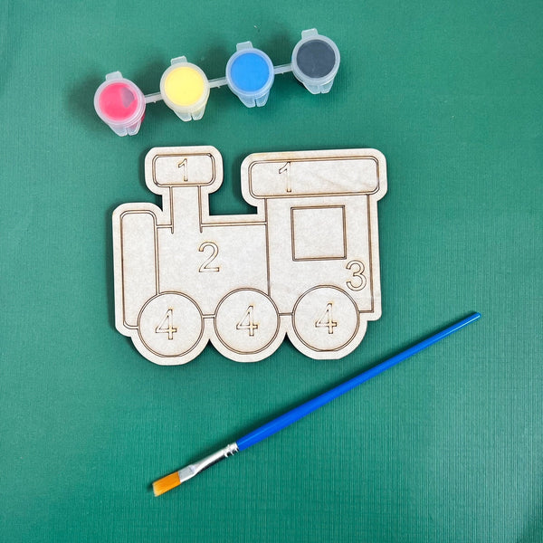 Train Painting by Numbers Unpainted Wood Make Your Own Sign,  Craft Kits for Kids, Toddler Birthday Party Favor