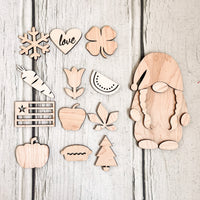 Handmade Gnome Signs DIY Kits for Adults Interchangeable Sign, Unpainted Wood Make Your Own Sign