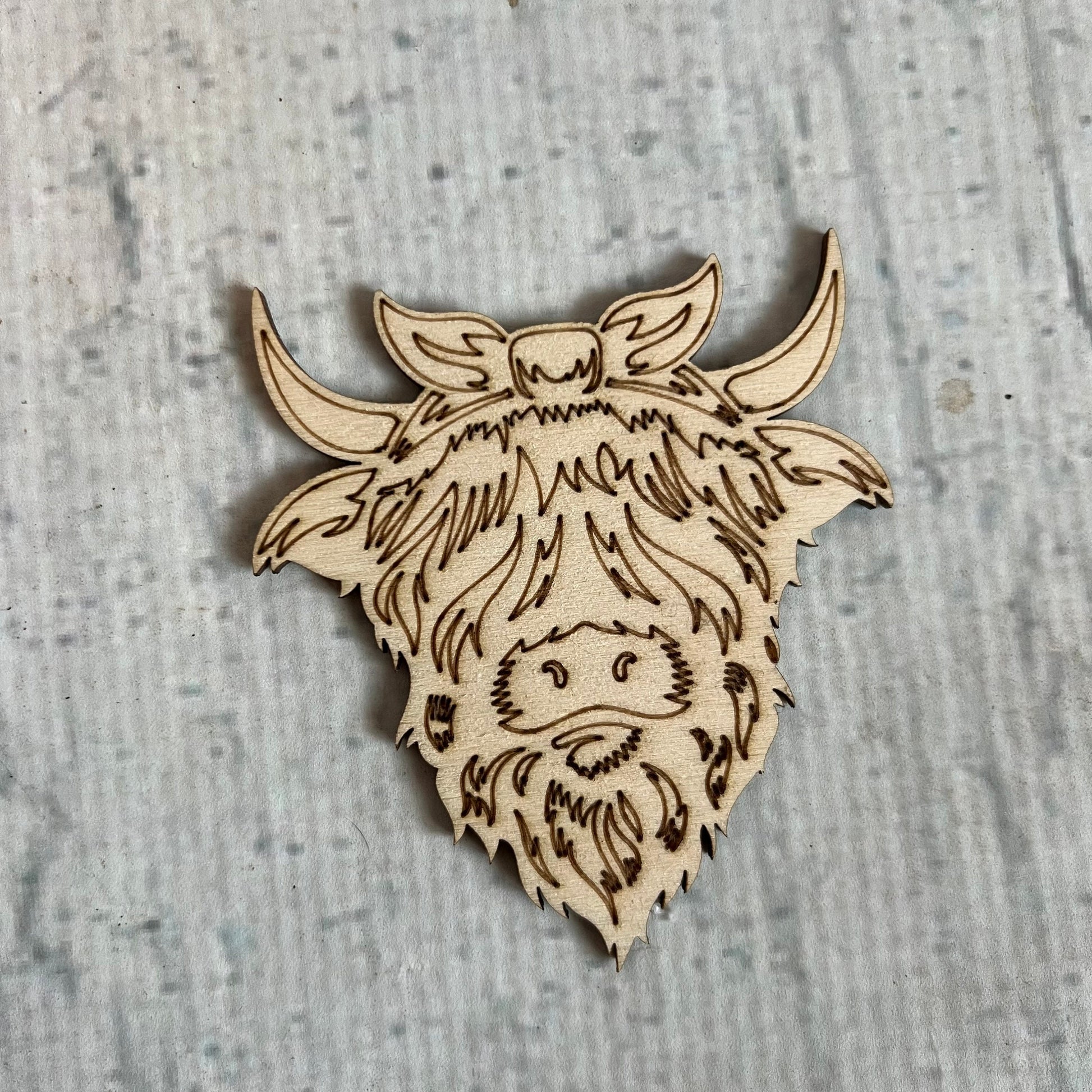 Highland Cow with Bow Sign Unpainted Wood Farm Animals Make Your Own Sign, Do It Yourself Kit DIY Door Hanger - A Vision to Remember